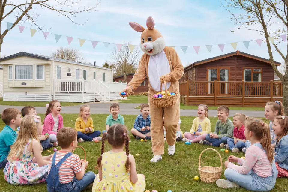 Easter bunny with children