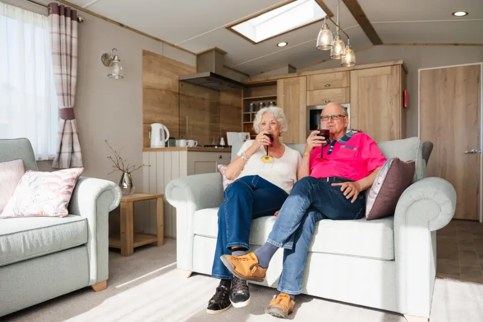 Couple overlooking panoramic views of Snowdonia at Snowdon View Holiday Park