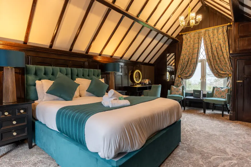 Tower hotel room at Woodlands Hall Hotel