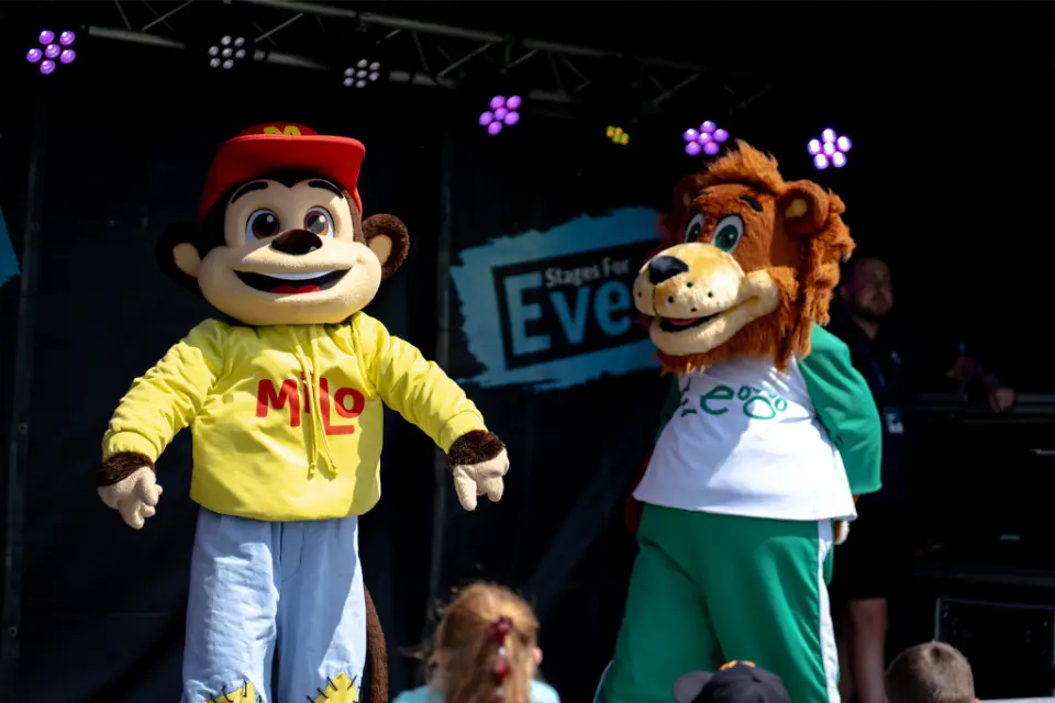 Milo & Leo 2 of the Beach Buddies on the Party in the Park Stage